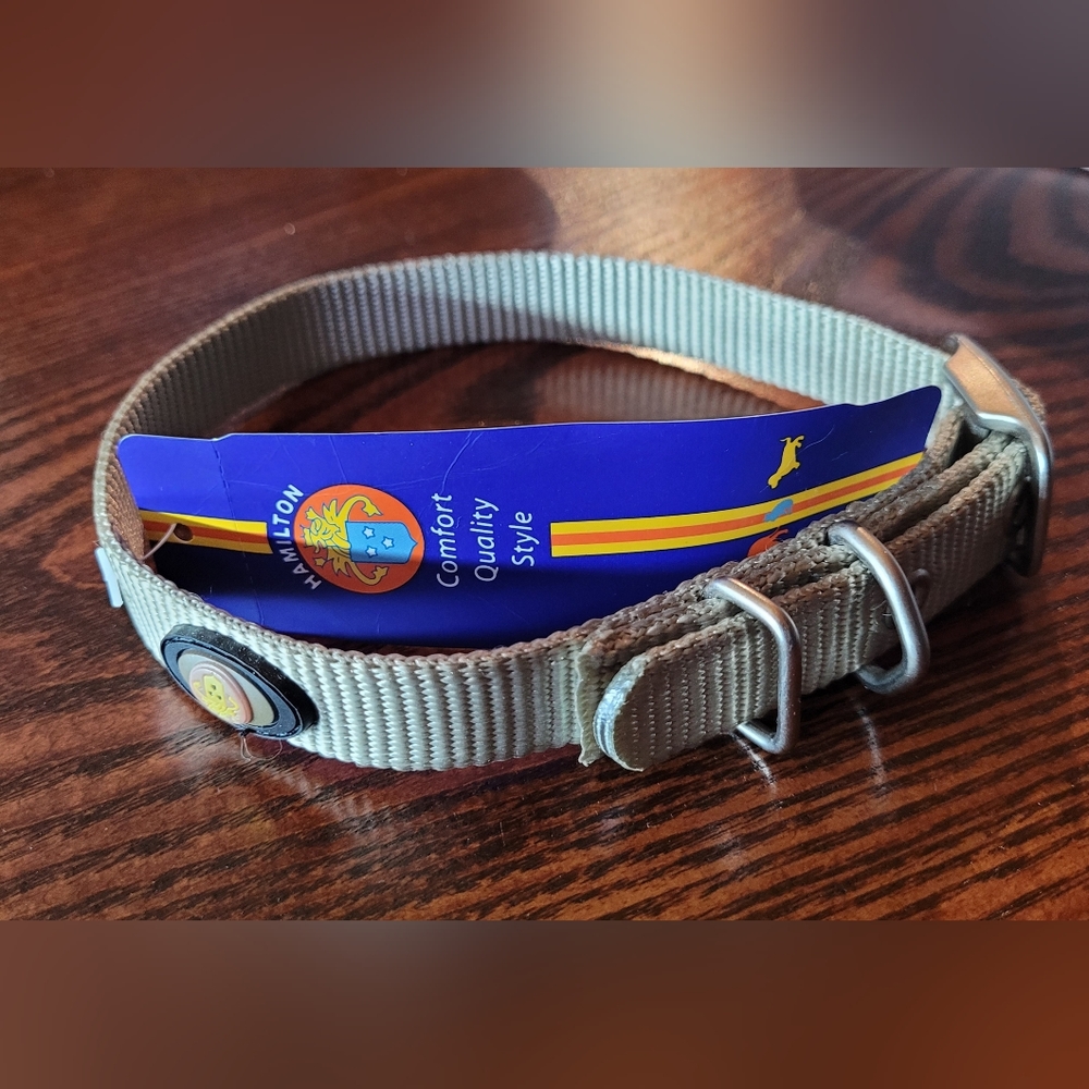 2 /$15  New Hamilton Nylon Dog Collar with metal buckle  Sz 18  Sage